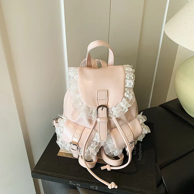 Women Bags Designer Sale - Однотонные кружевные рюкзаки из искусственной кожи