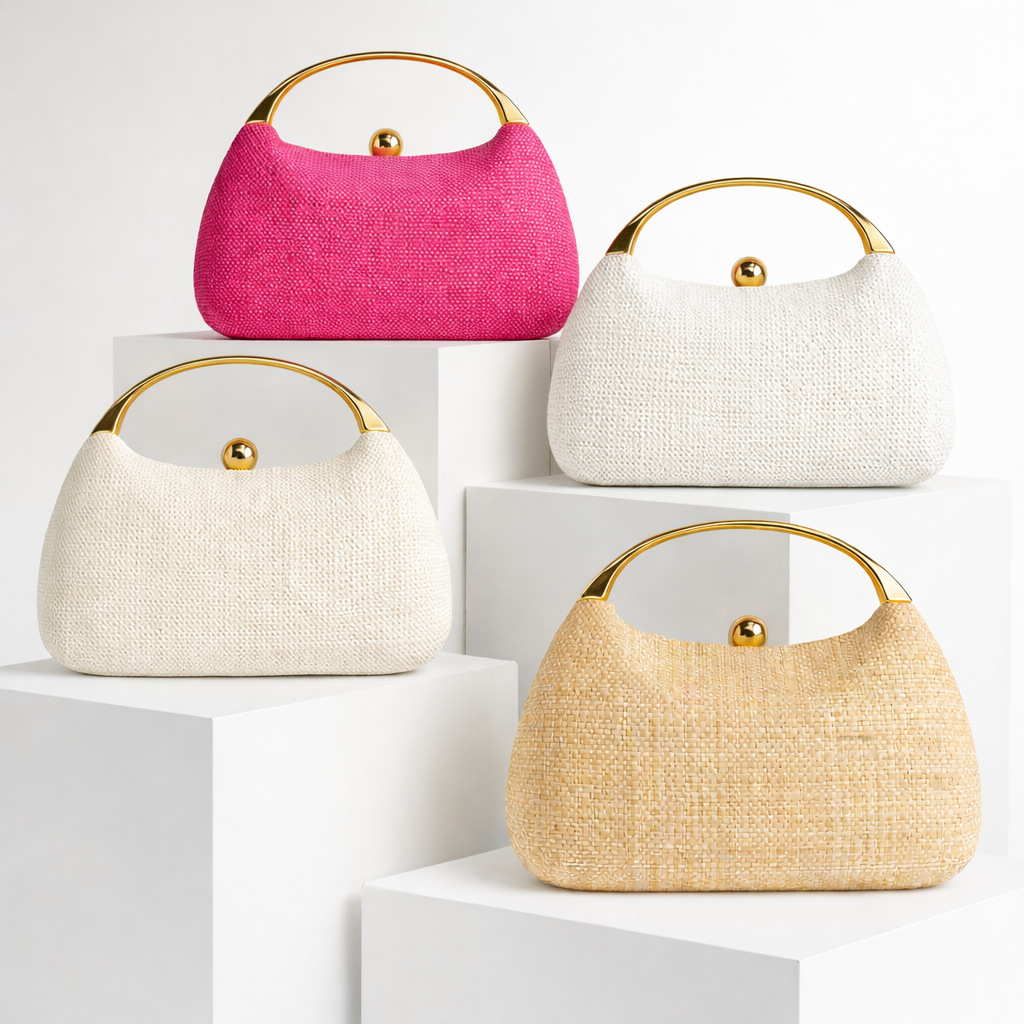 Women Handheld Bags - Модные элегантные плетеные из соломы клатчи-сумки